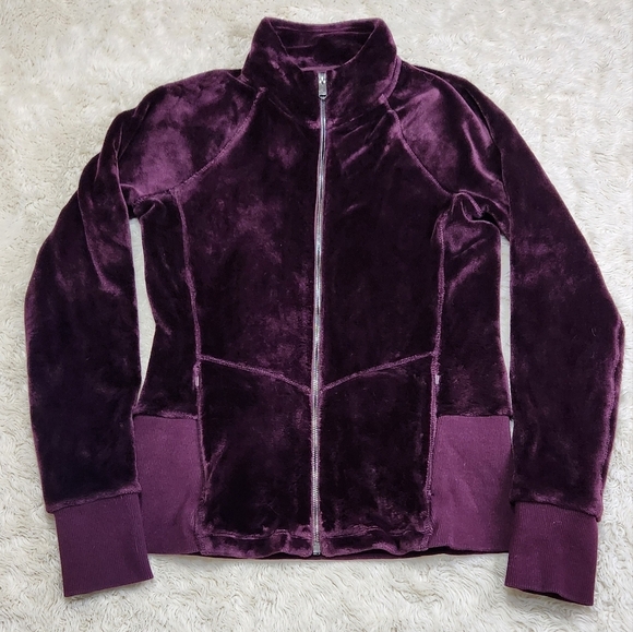 Athleta Cloud Fleece Jacket Size Med Spiced Cabernet Cozy Teddy Plush Full-Zip - Picture 5 of 12